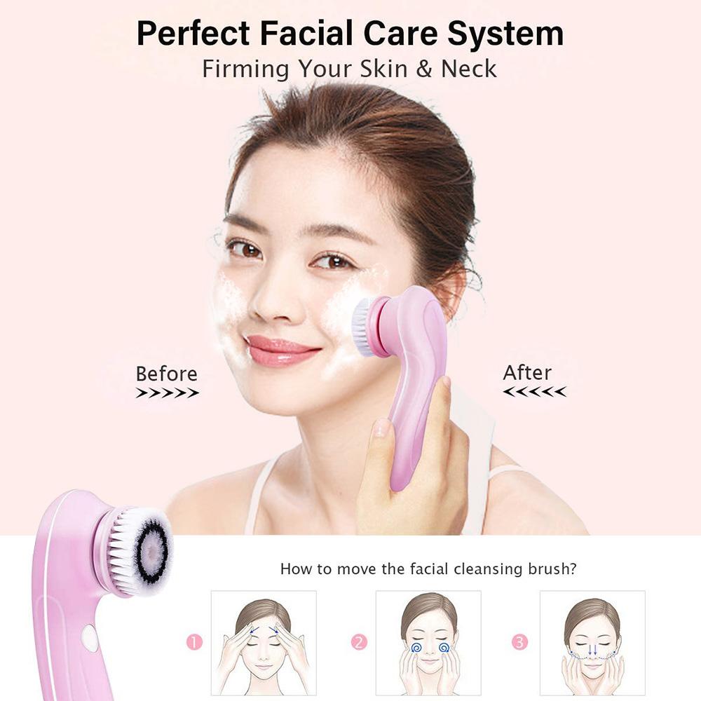 6 trong 1 Mặt Bộ Làm Sạch Da Mặt Xoay Vệ Sinh Làm Sạch Da Mặt Thiết Bị Với Chân Đế Chống Nước Làm Đẹp Da Mặt Bàn Chải Cọ Sạch