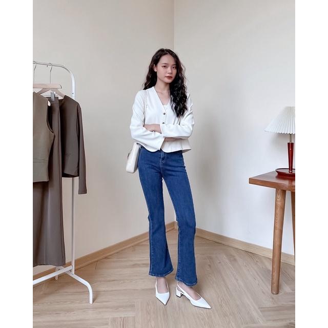 Áo khoác blazer khuy cổ v 2 túi giả 76a42 by germe