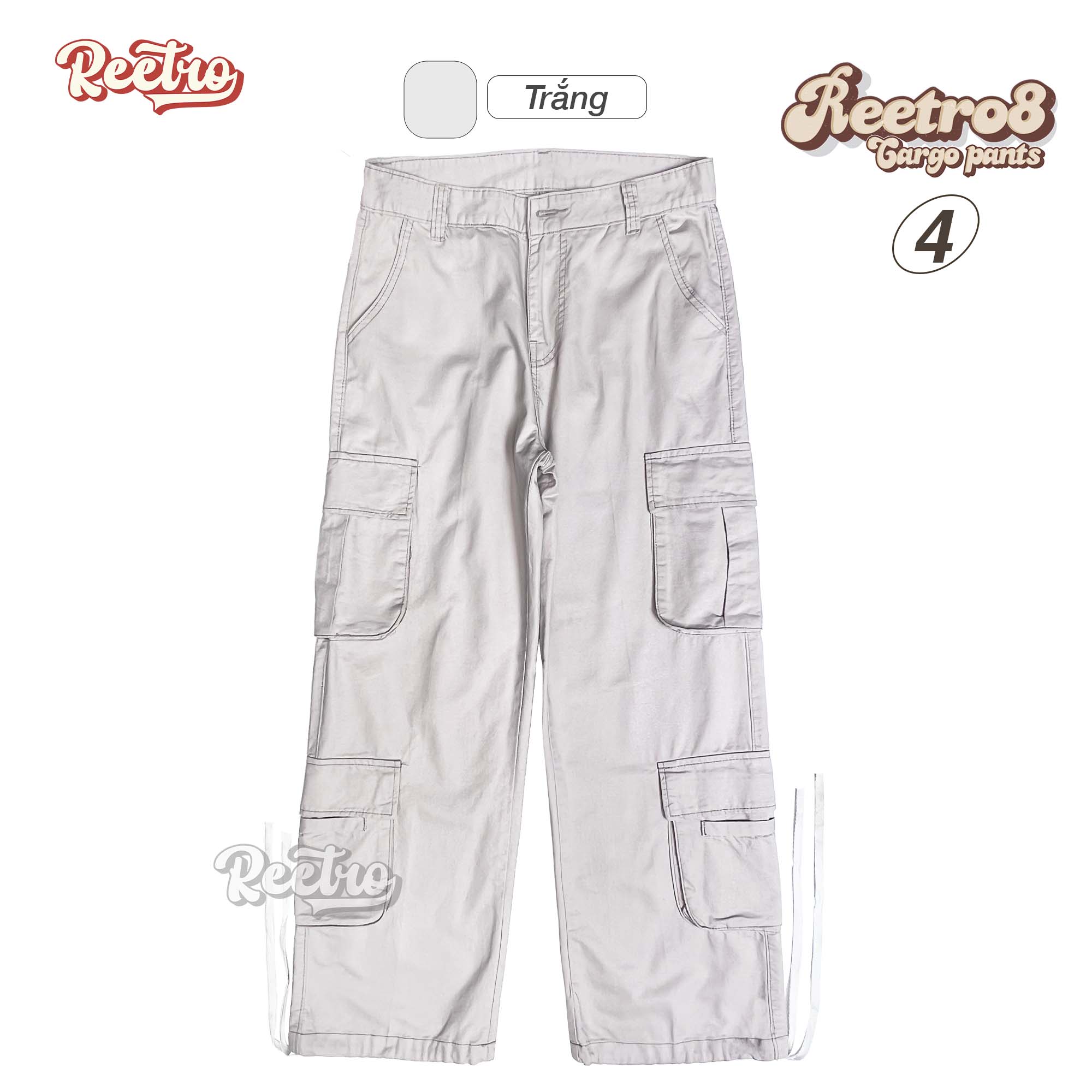 Quần Kaki Túi Hộp Nam Nữ Reetro 8 - Đặc Biệt Nhiều Túi - Quần Cargo Pants Ống Rộng