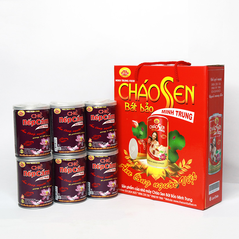 Chè Nếp Cẩm Minh Trung lốc 6 lon - CHENEPCAM 6