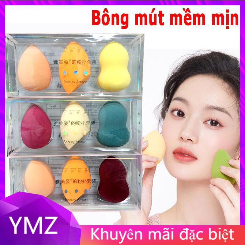 BÔNG MÚT TRANG ĐIỂM TÁN KEM NỀN SIÊU MỀM MỊN, DỄ SỬ DỤNG HÌNH HỒ LO, GIỌT NƯỚC COMBO 3 BÔNG