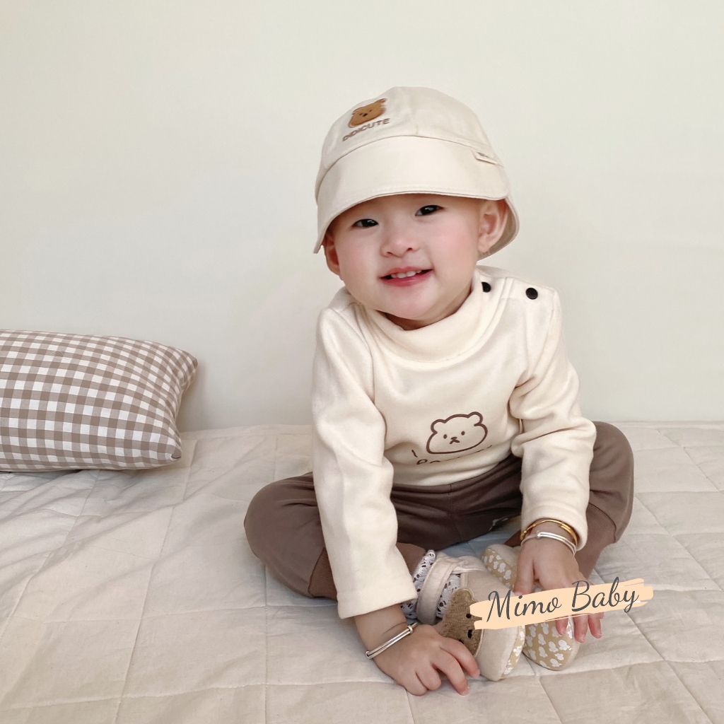 Mũ nón bucket thêu hình gấu style hàn quốc đáng yêu cho bé MH227 Mimo Baby