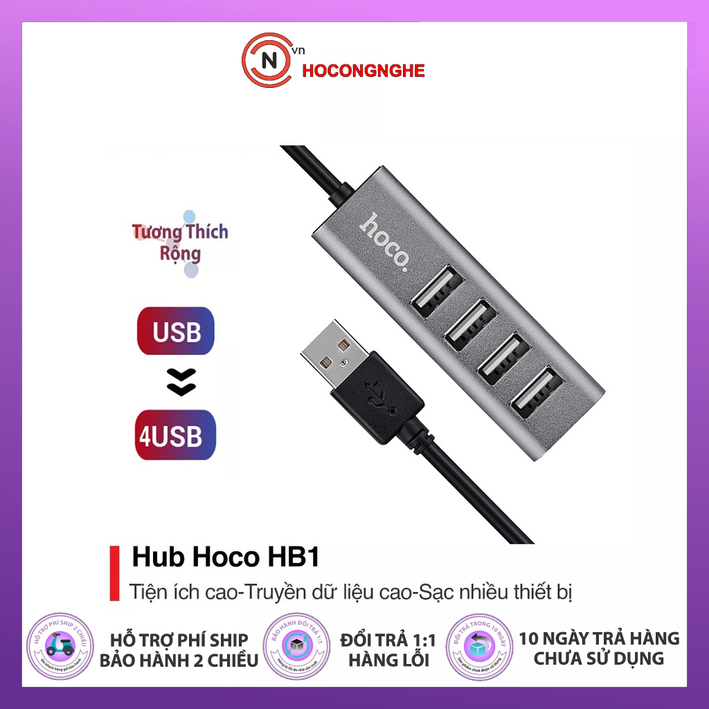 Bộ Chia 4 Cổng USB Hoco HB1 - Hàng Chính Hãng