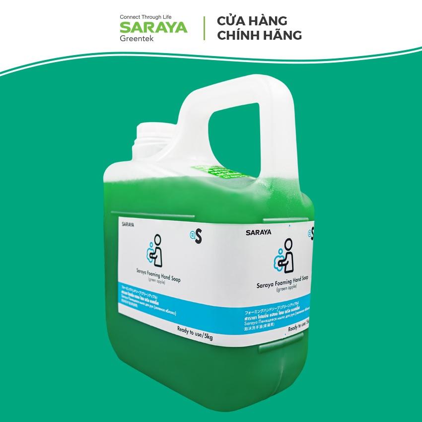 Xà Phòng Rửa Tay Sát Khuẩn SARAYA FOAMING HAND SOAP (GREEN APPLE), Hương Táo, Không Làm Khô Da Tay - Can 5Kg