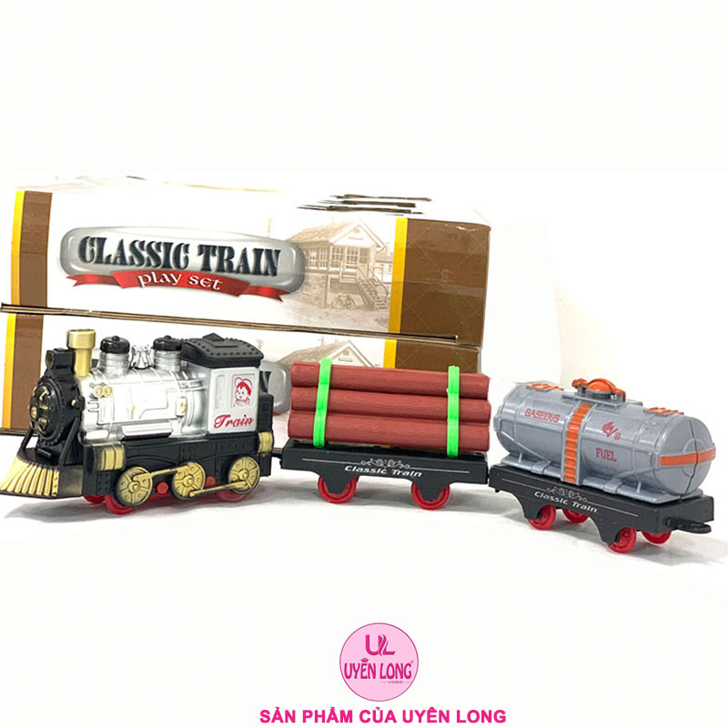 Bộ Đồ Chơi Tàu Hỏa 3 Toa Classic Train 233A-2 Gồm 1 Toa Kéo Và 2 Toa Phụ,Chạy PIN, Đường Ray To, Dễ Chơi, Dễ Lắp