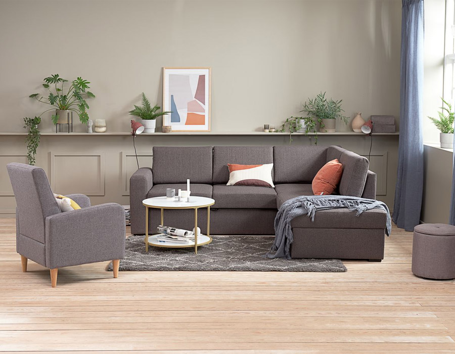 Bàn cafe | JYSK Gadevang | kính cường lực/kim loại | trắng/vàng | DK65xC45cm