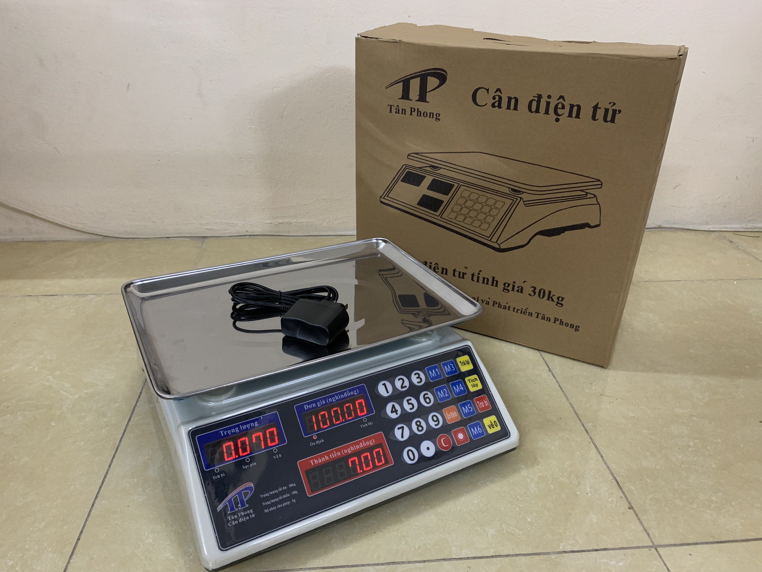 CÂN ĐIỆN TỬ CAO CẤP TÍNH TIỀN HÀNG HÓA HOA QUẢ 30kg/5gam TÂN PHONG