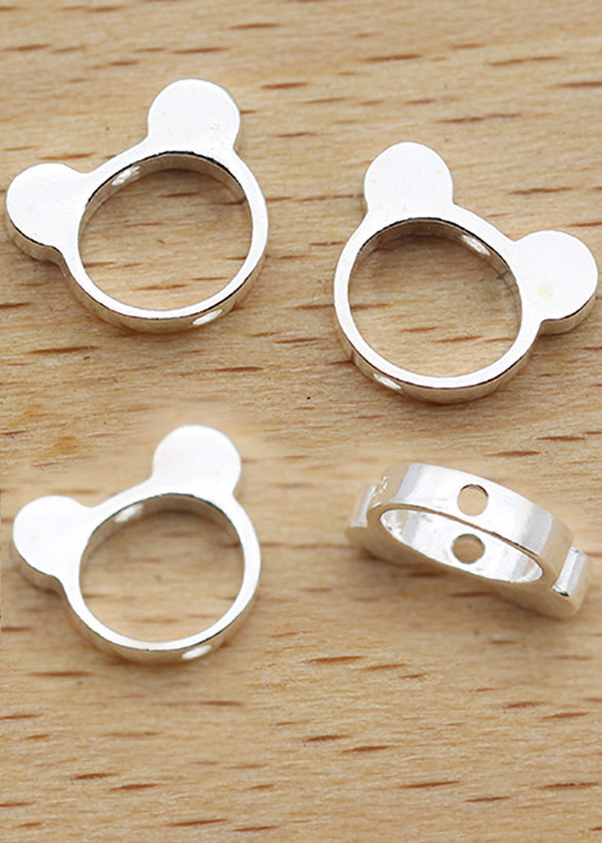 Combo 4 cái charm bạc con mèo xỏ ngang - Ngọc Quý Gemstones