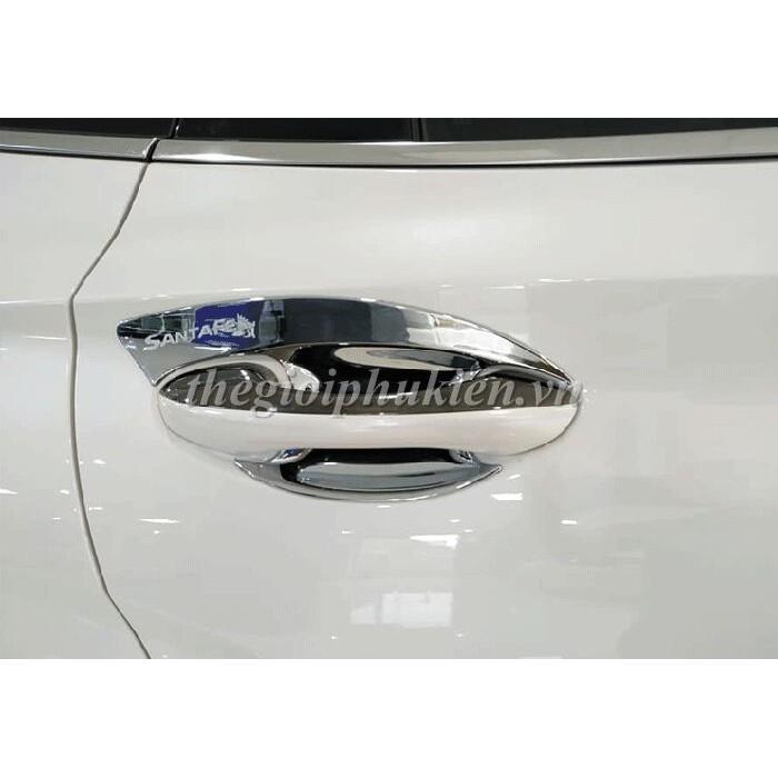 Ốp Tay nắm + hõm cửa xe Hyundai Santafe 2021 mạ Crom