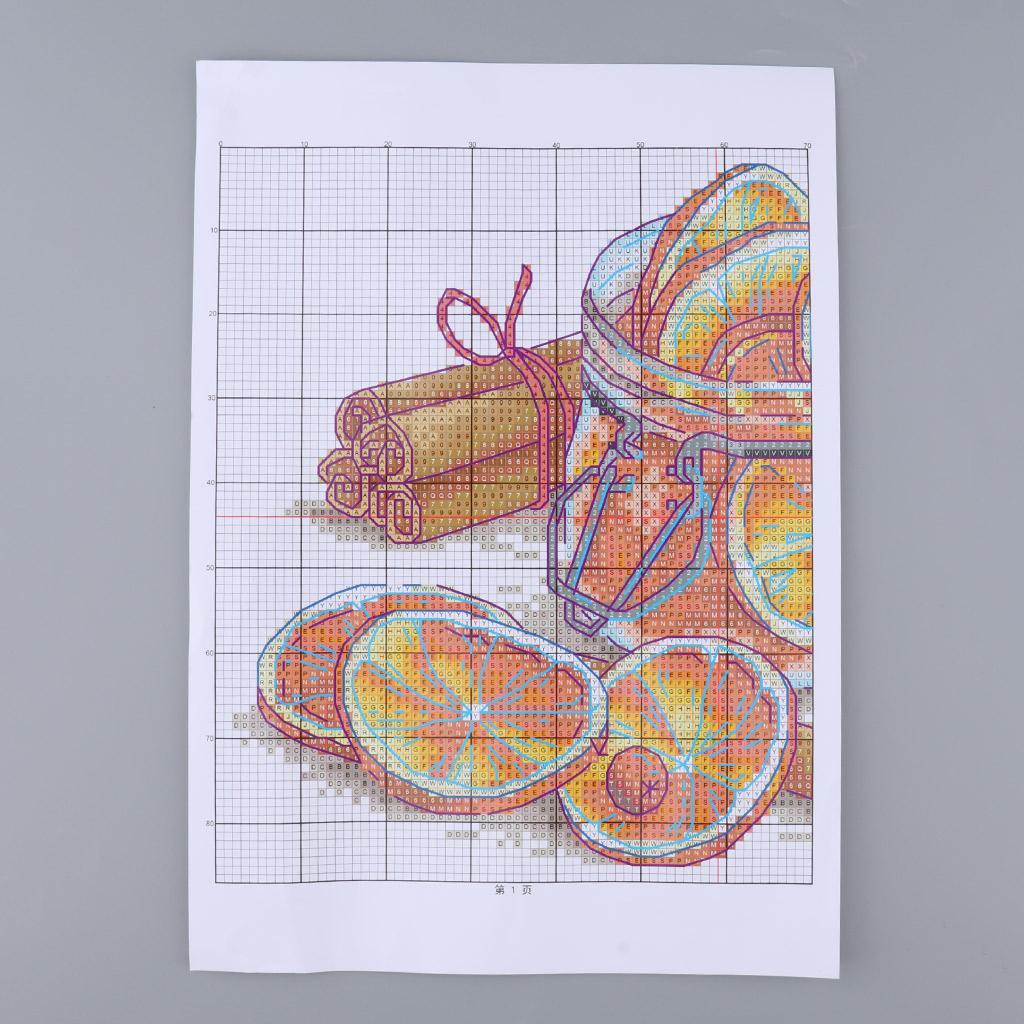 Lemon Tea Stamped Cross Stitch Kit For Adults Hand Embroidery 14CT 28 x 21cm