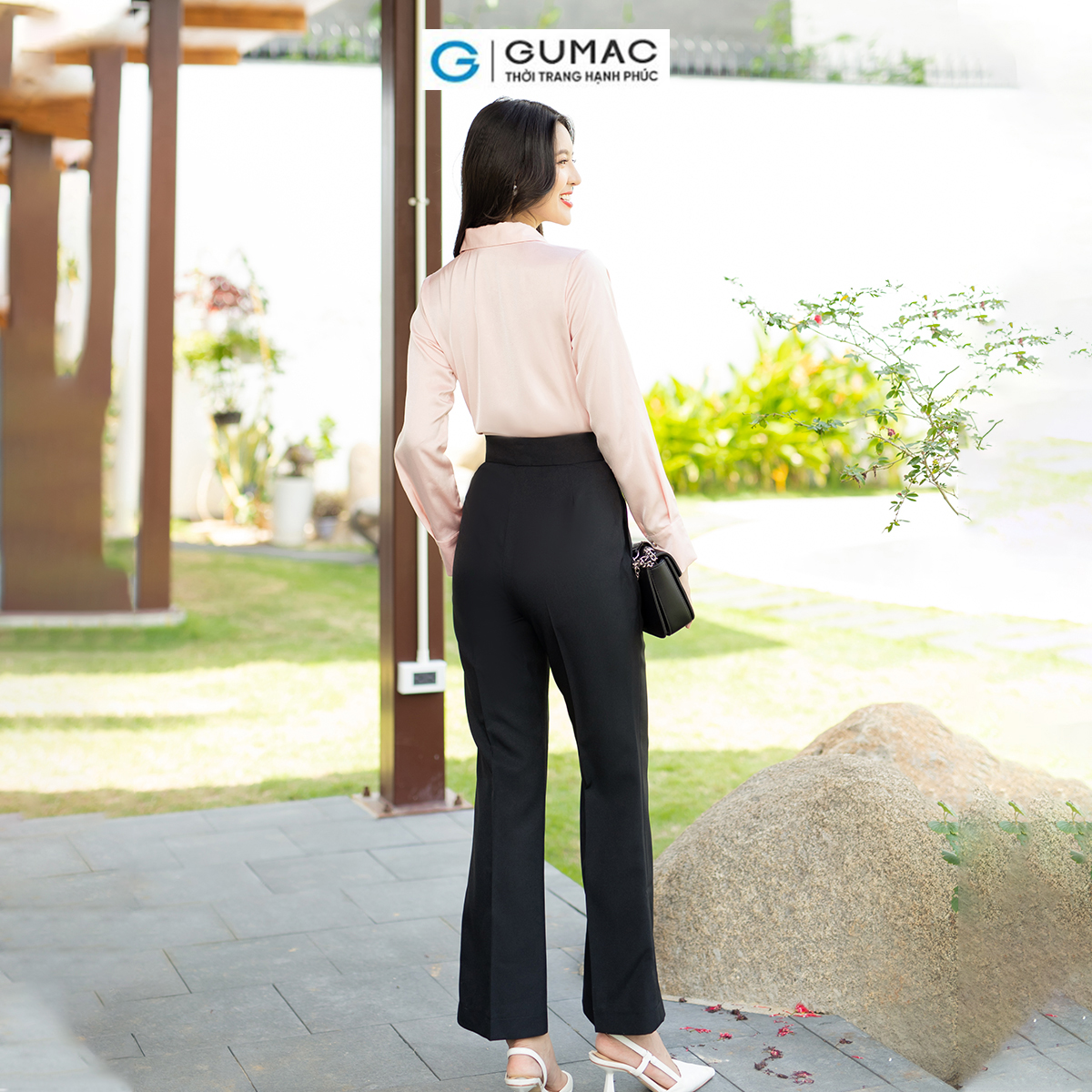 Quần tây nữ ống loe ly gân tôn dáng thanh lịch công sở thời trang GUMAC QD07003