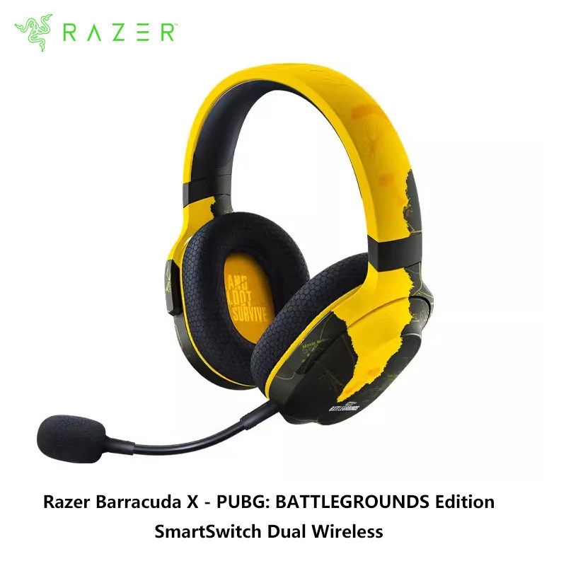 Tai nghe không dây chùm đầu Razer Barracuda X (2022)-Wireless Multi-Platform Gaming and Mobile Headset-PUBG: Battlegrounds Edition_Mới, hàng chính hãng