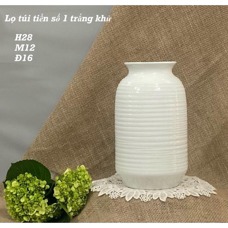 Bình cắm hoa men trắng khử. Gốm sứ Bát Tràng.