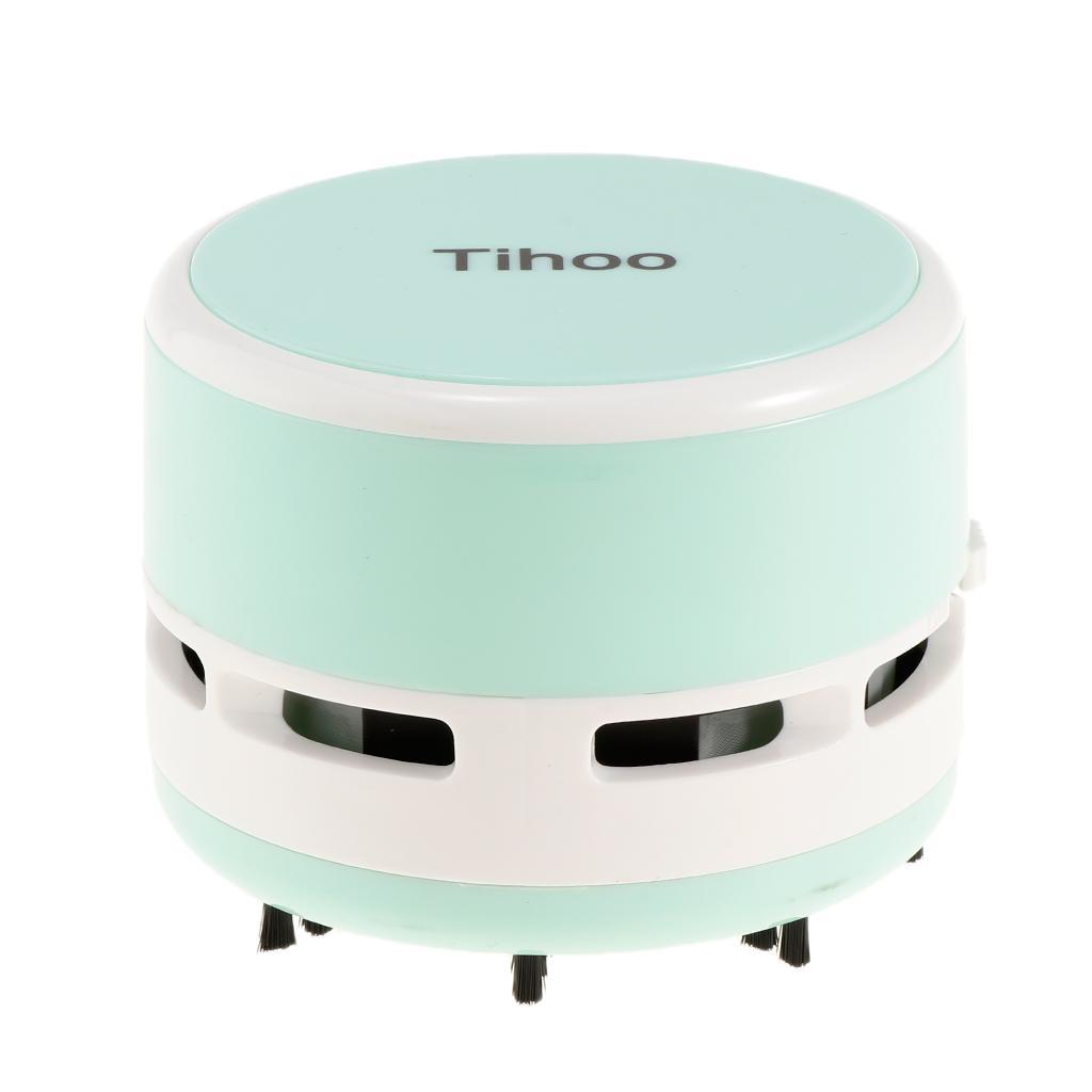 Mini Round Portable Handheld Cordless Tabletop Crumb Sweeper Desktop Dust Vacuum Cleaner Keyboard Cleaning Tool Battery Operated