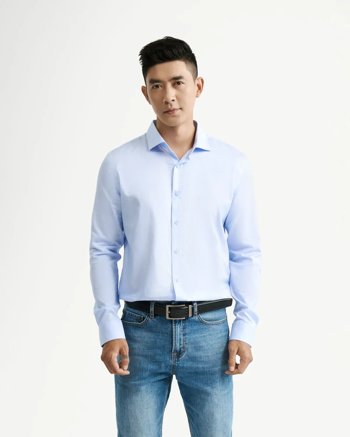 Áo sơ mi tay dài nam màu Xanh dương nhạt Form Fitted - ROUTINE 10F24SHL072 | ROUTINE CÀ MAU