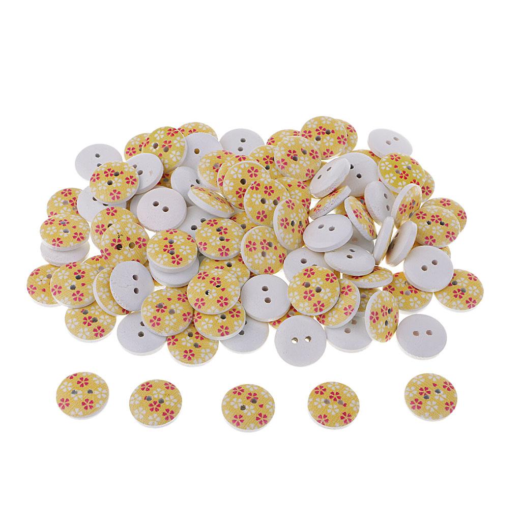 100Pcs Snowflake Wooden Buttons Sewing Clothing Accessories 15mm Yellow