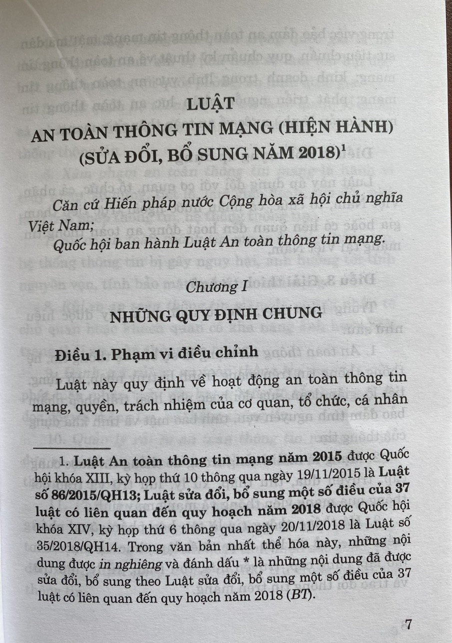 Luật An toàn thông tin mạng (hiện hành) (sửa đổi, bổ sung năm 2018)