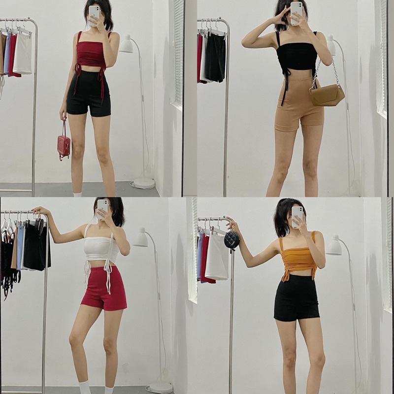 Áo Croptop 2 Dây Rút Eo -Áo hai dây