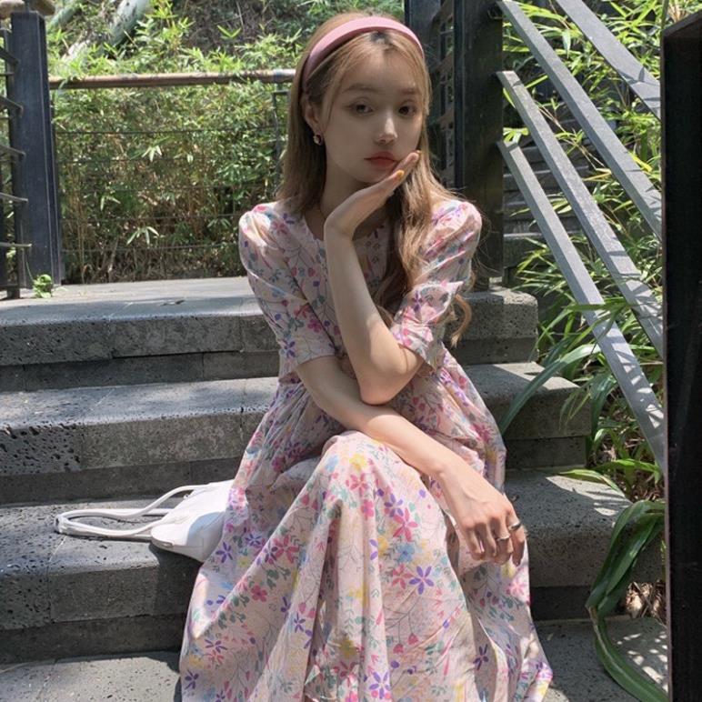 Đầm babydoll hoa nhí 2 màu