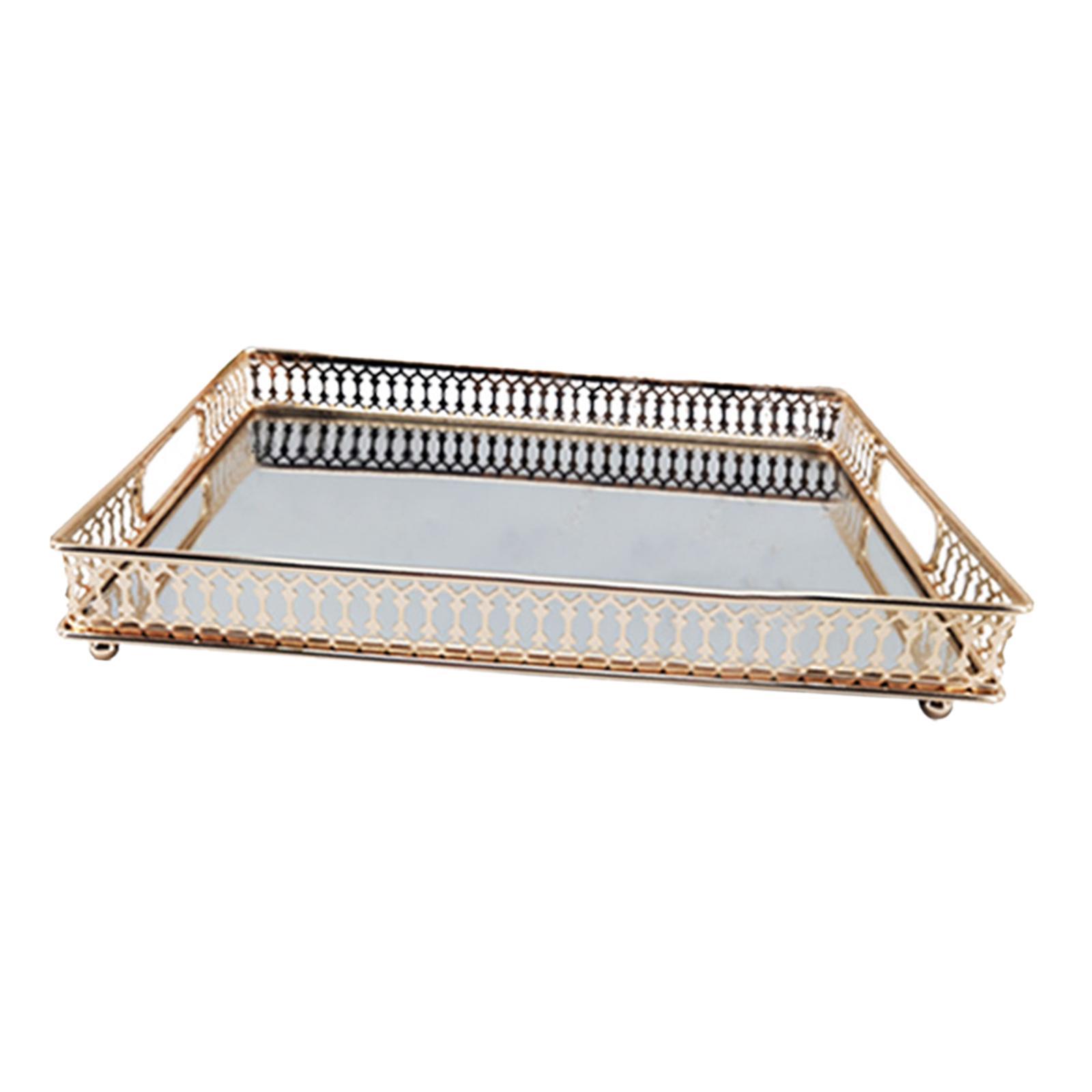 Mirror Serving Tray Fruit Plate Mirrored Tray for Vanity for Food Snack Cake