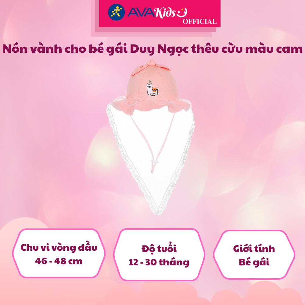 Nón vành cho bé gái Duy Ngọc thêu cừu màu cam
