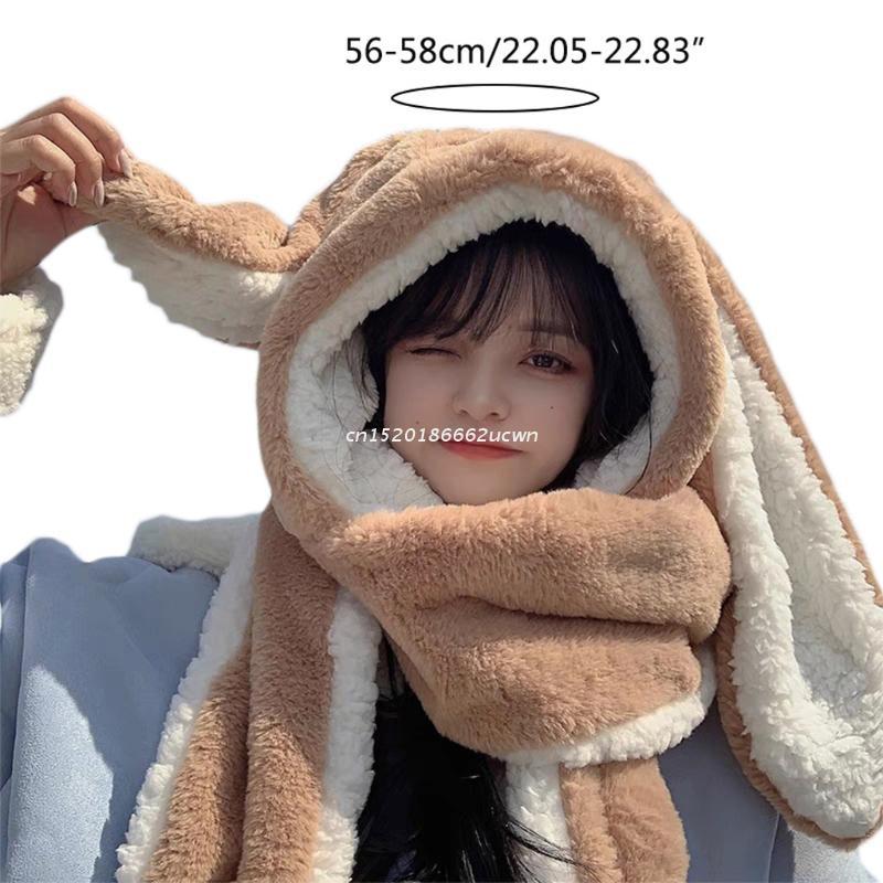 Chống Gió Ấm Động Vật Tai Thỏ Xinh Xắn Sang Trọng Nón Áo Khoác Khăn Găng Tay Người Lớn Trẻ Em Trang Sức Giọt