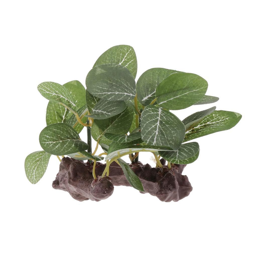 Reptile Resin Artificial Plant, Terrarium Grass Flexible Pet Habitat Decor for Crested Gecko Lizard Spider Scorpion Snake Other Small Animals