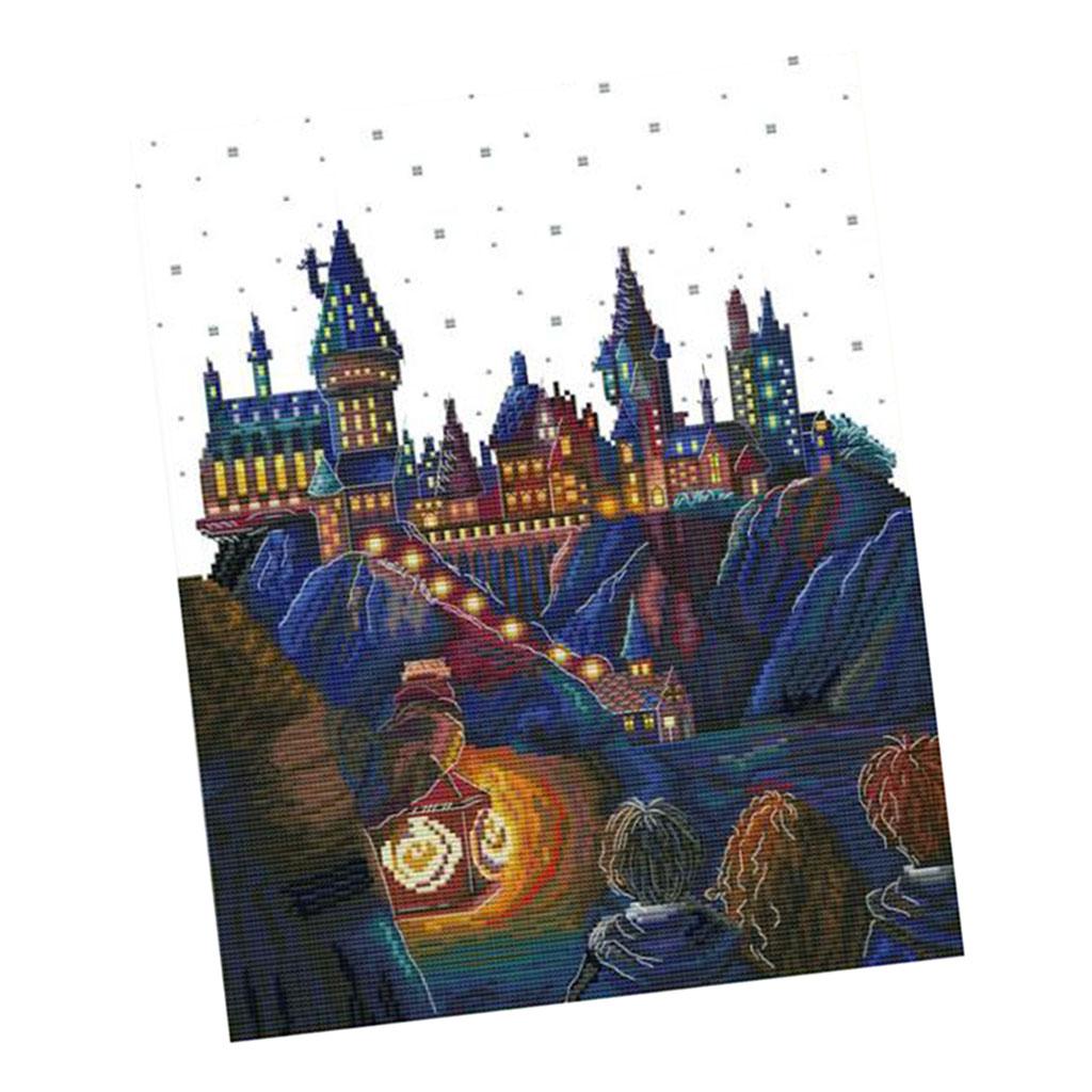 Stamped Cross Stitch Kit Pre - Printed Castle Pattern Cloth 34x42cm 14CT