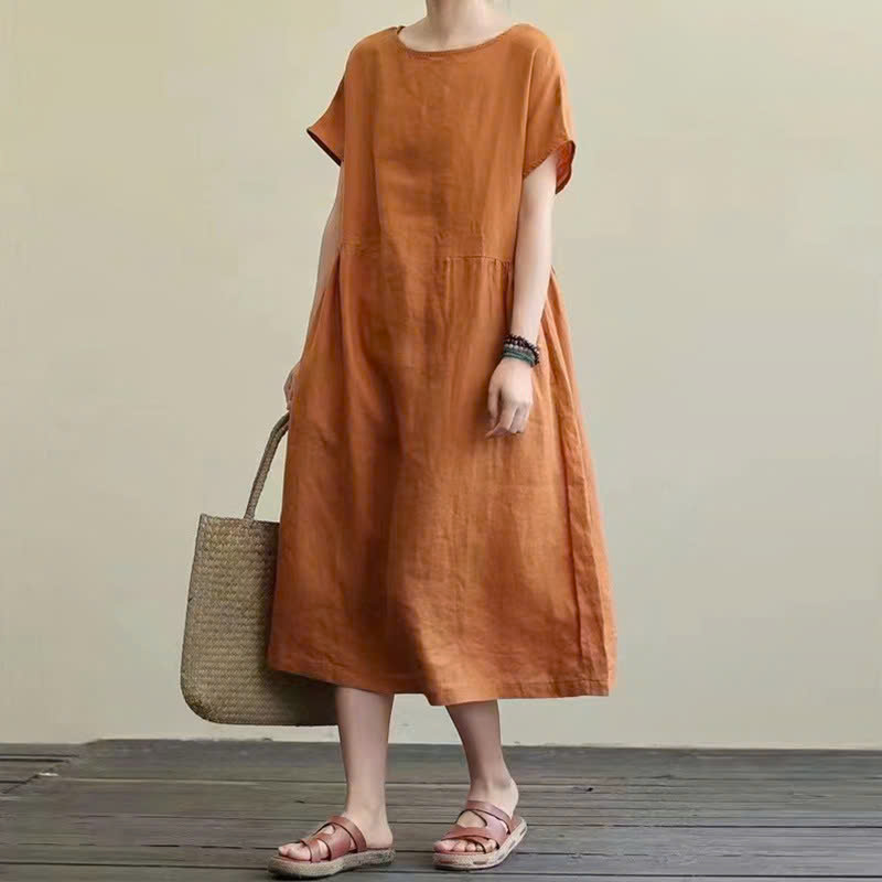 Đầm suông nữ 2 túi tay ngắn chất đũi mát nhẹ Da76
