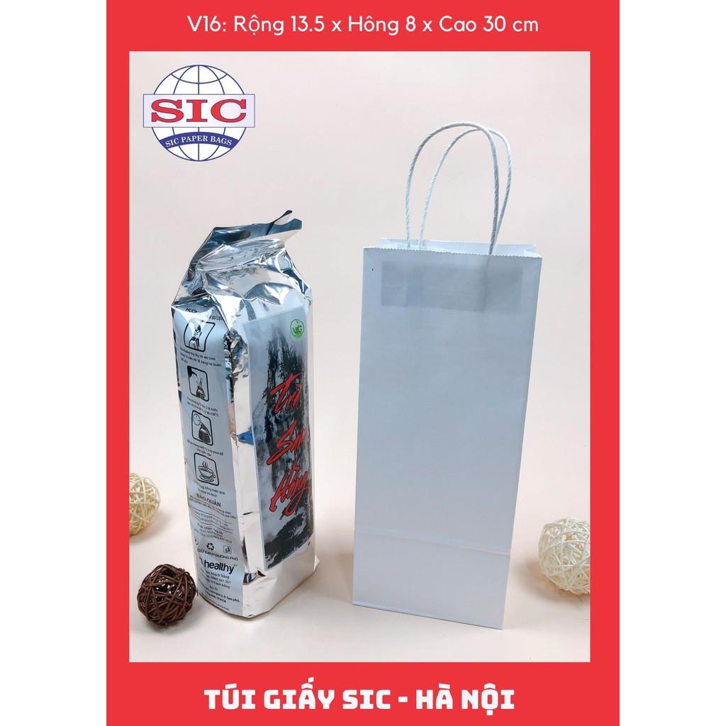 10 CHIẾC TÚI GIẤY KRAFT V16: 13.5x8x33 MÀU TRẮNG CÓ QUAI