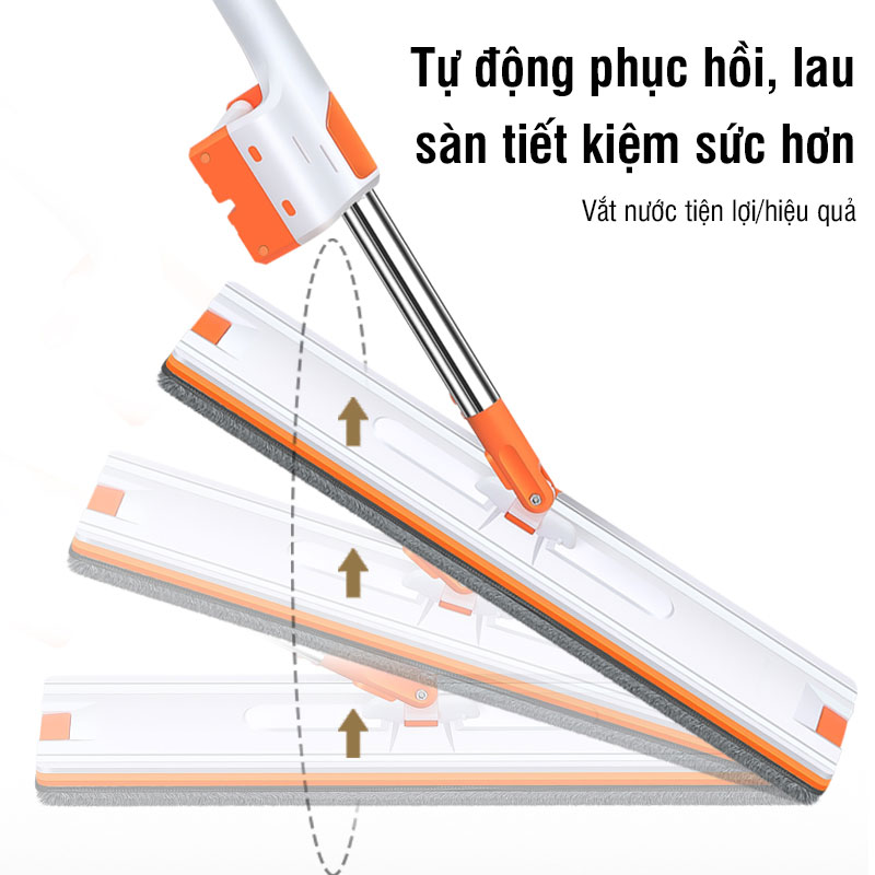 Cây lau nhà tự vắt thông minh không cần thùng, chổi lau nhà 360 độ Kitimop-WHITE