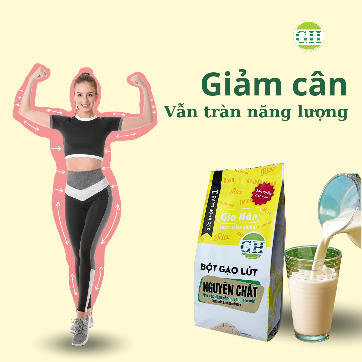 Bột gạo lứt giảm cân,Bột gạo lứt giảm mỡ bụng GIAHAN FOOD bột giảm cân tại nhà, an toàn, bot gao lut giam can