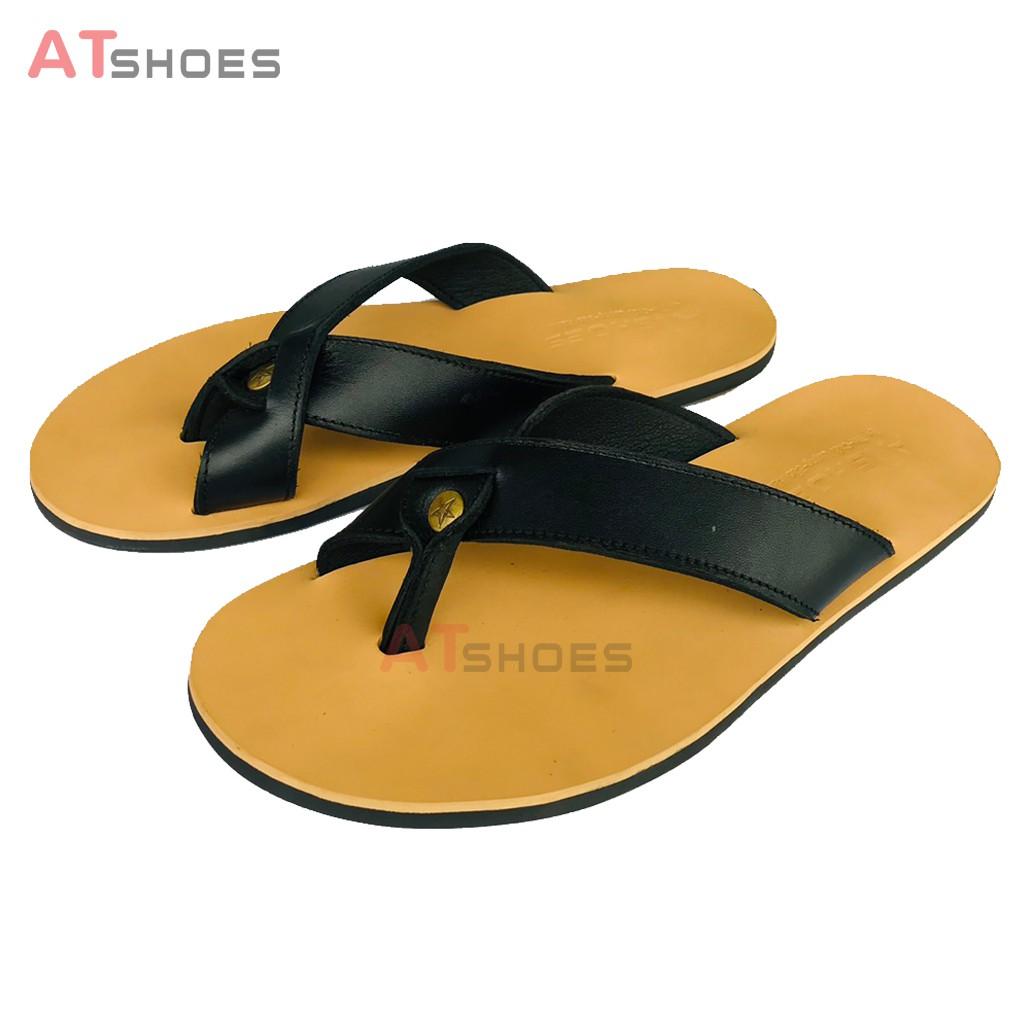 Dép Sandal Xỏ Ngón Dép Quai Chéo Da Bò Thật Không Thấm Nước Phù Hợp Mọi Lứa Tuổi XDXN22 (Đen - Nâu