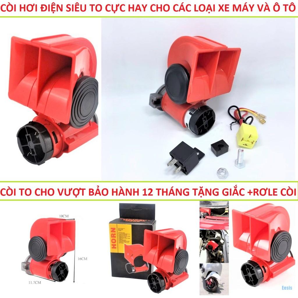 Bộ còi hơi điện độ xe máy ô tô 12v - 24v với 2 tông âm to rõ độc lạ loại xịn