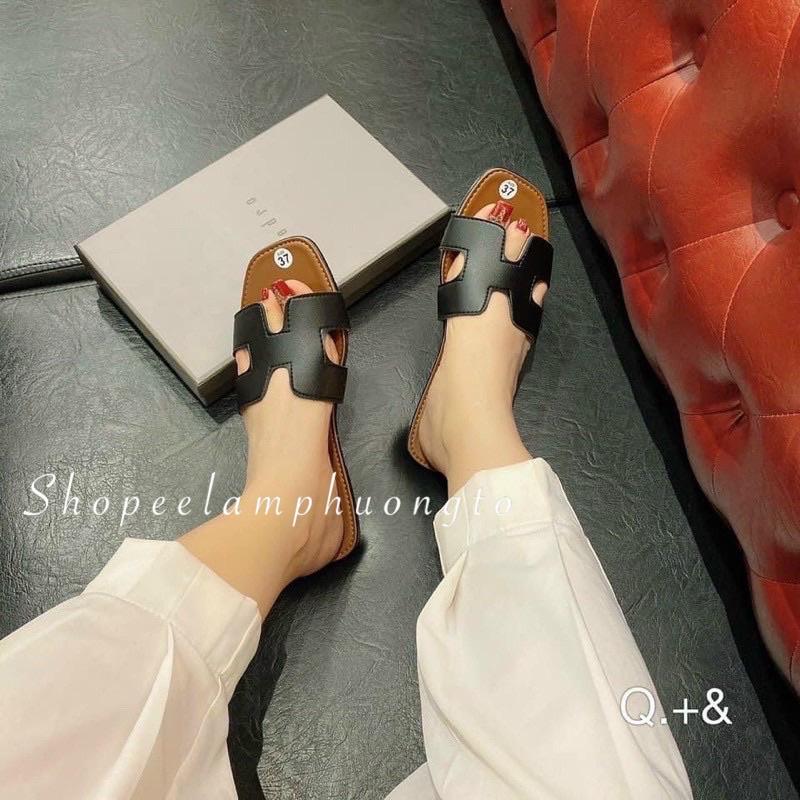 Dép chữ H đế NÂU quai nhiều màu