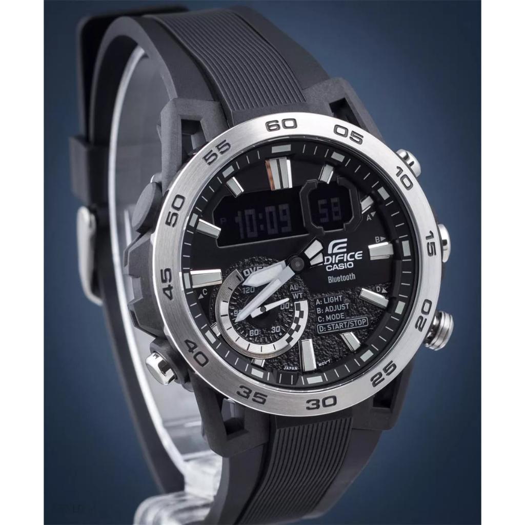 Đồng Hồ Nam Dây Nhựa Casio Edifice ECB-40P-1A Chính Hãng Bluetooth | Khung máy Carbon | ECB-40P-1ADF