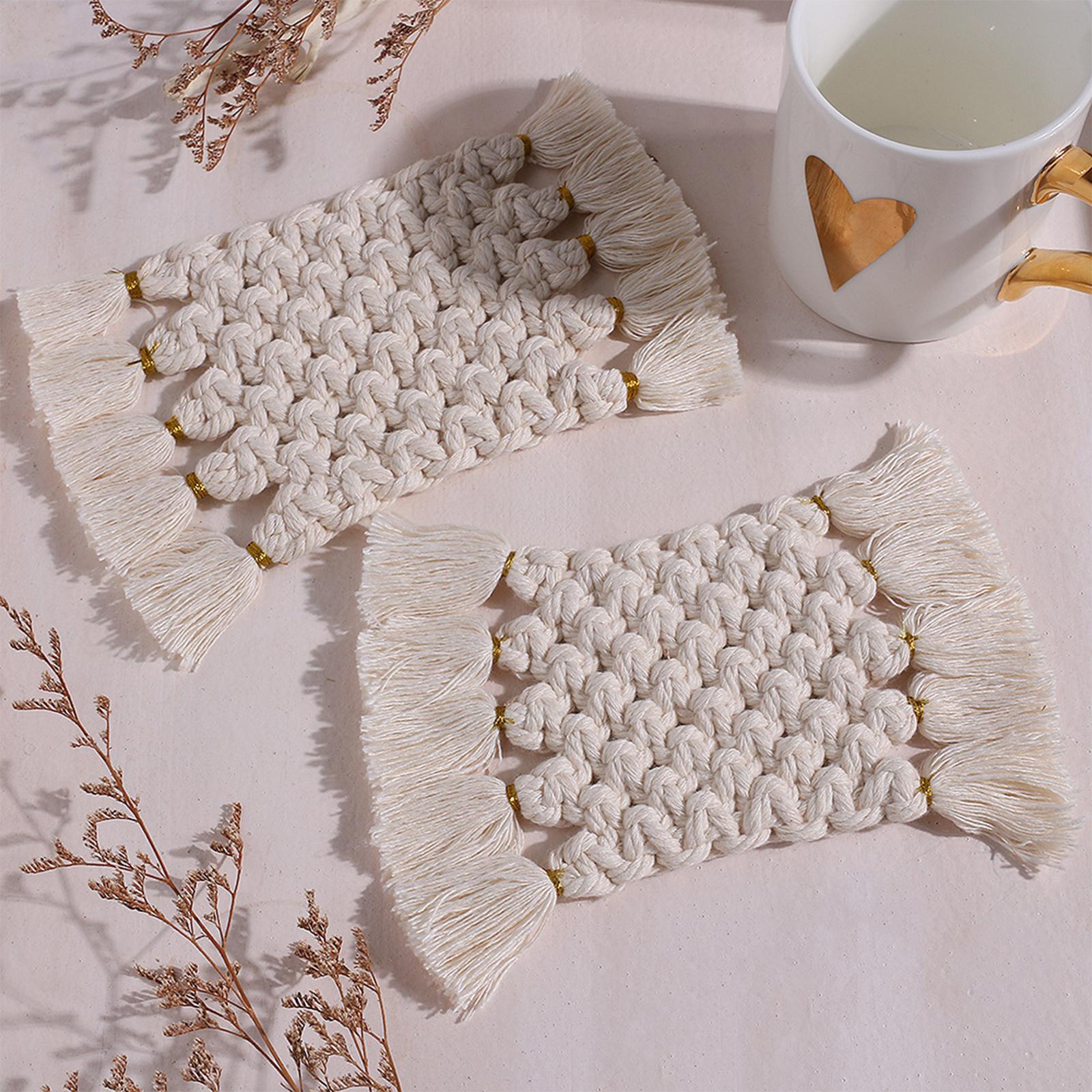 Coasters Cup Pad Table Mats Non Slip Kitchen Dining Table Woven Tassels