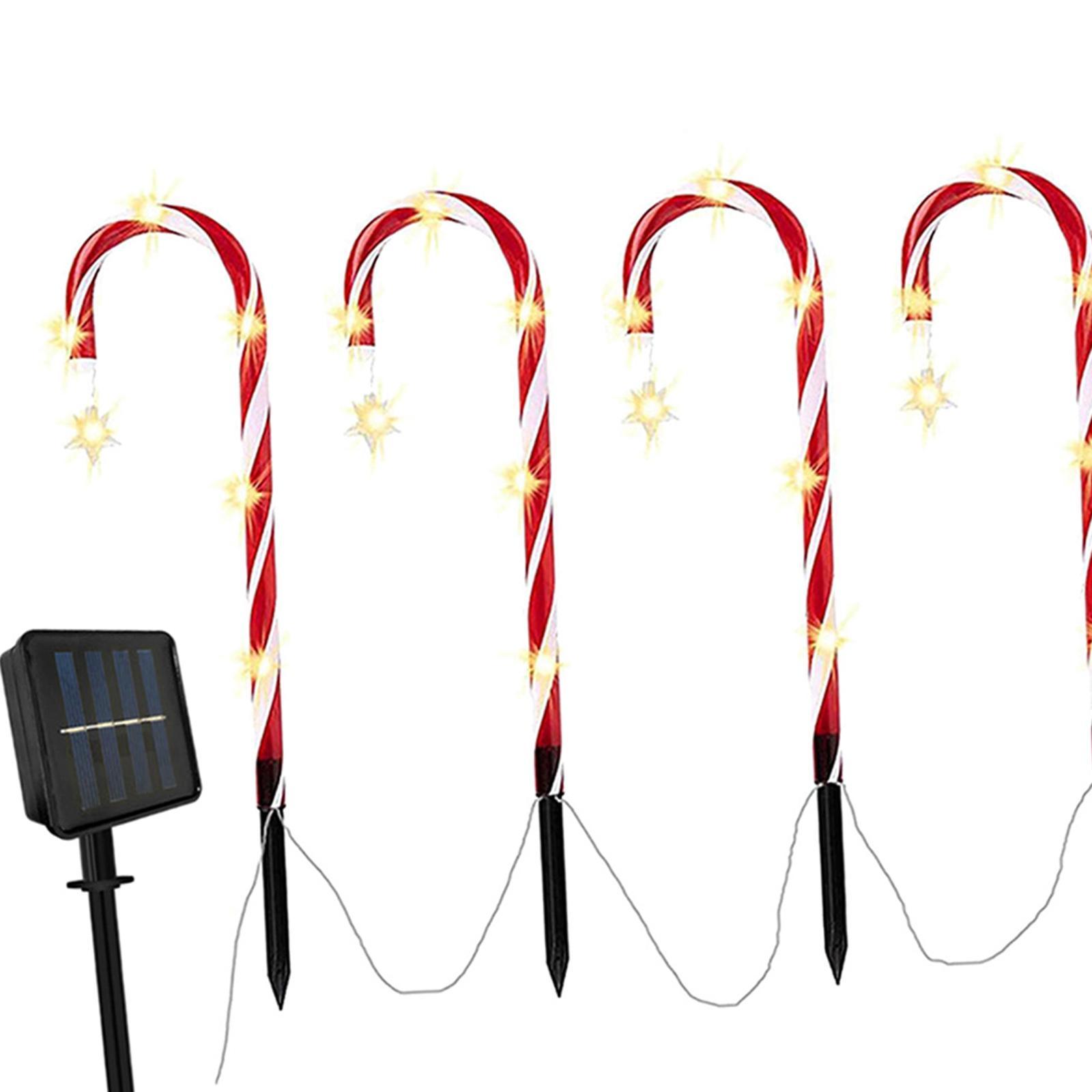 Đèn Trang trí Giáng Sinh Hình Kẹo đèn LED năng lượng mặt trời