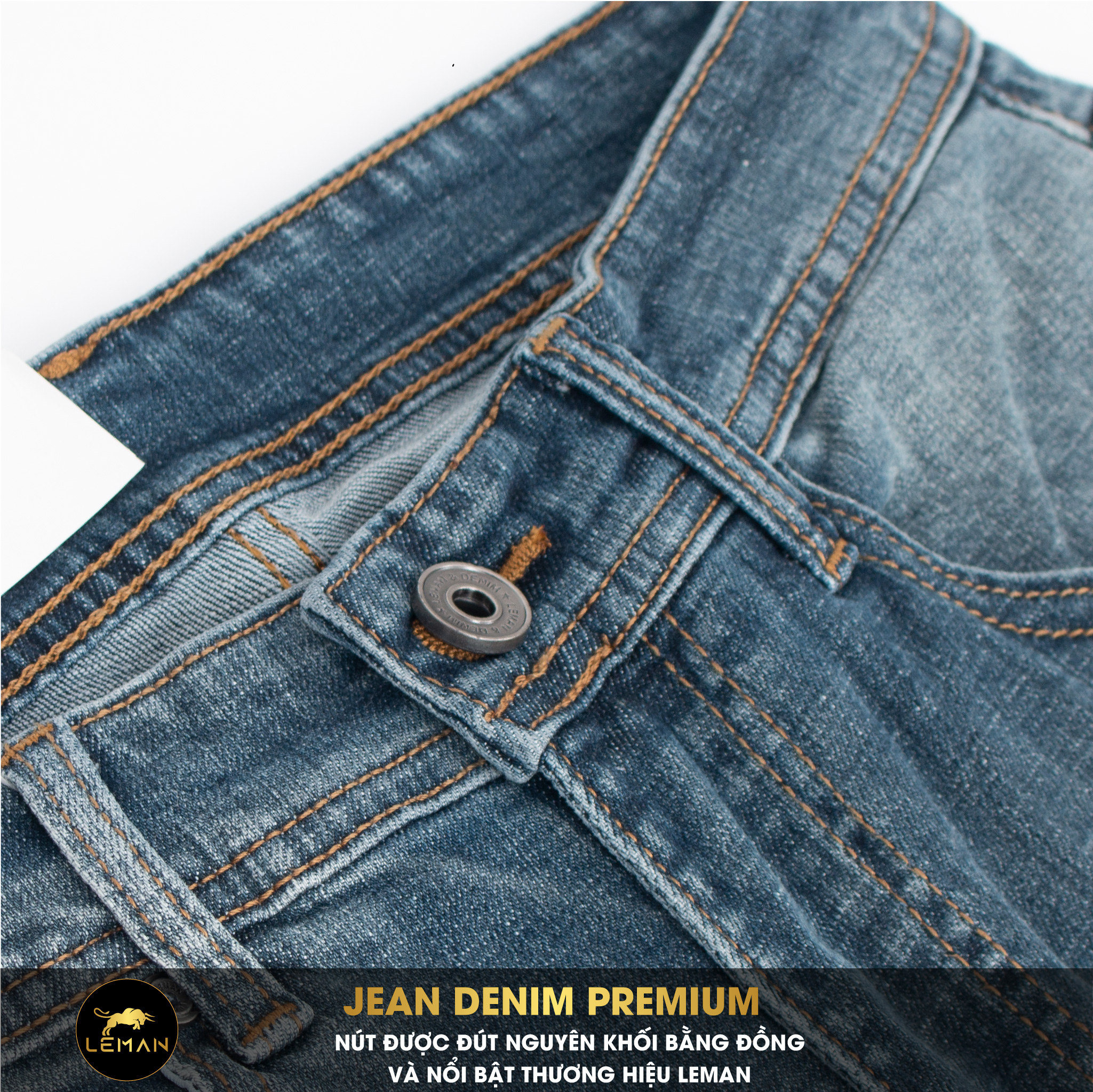 Quần Jean nam Leman xanh trơn JD16 - Slim Form