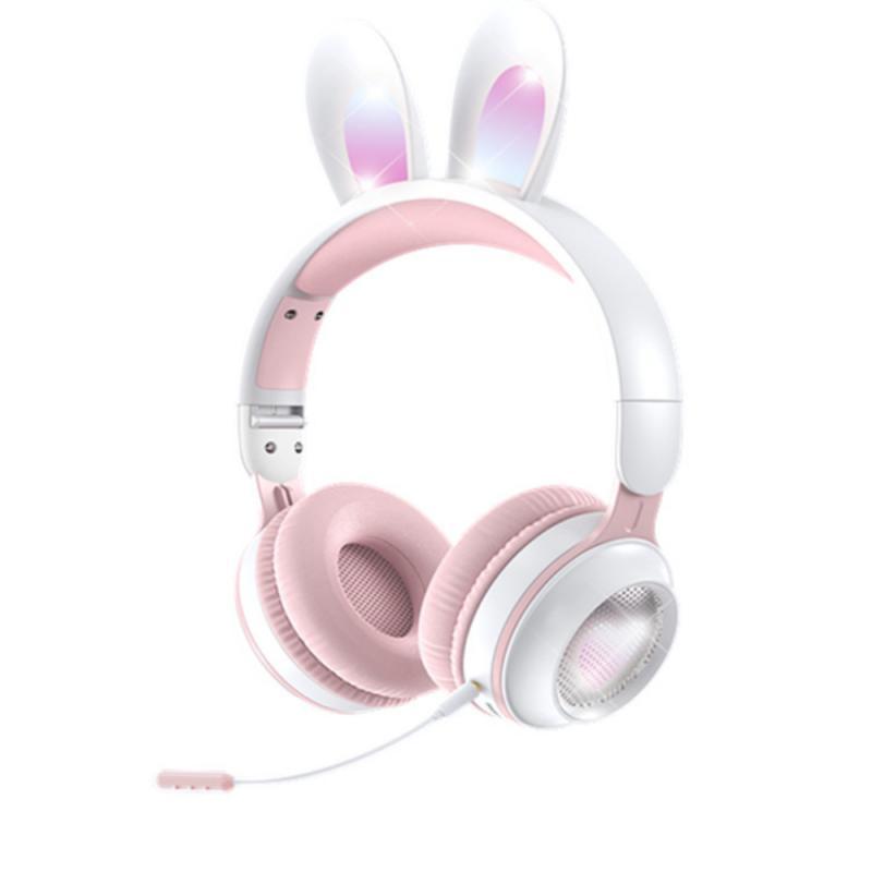 Thỏ Tai Bluetooth Không Dây-Tai Nghe Tương Thích Nữ Có Thể Gập Lại Thẻ Dạ Quang Hoạt Hình Điện Thoại Di Động Máy Tính Tai Nghe Đa Năng