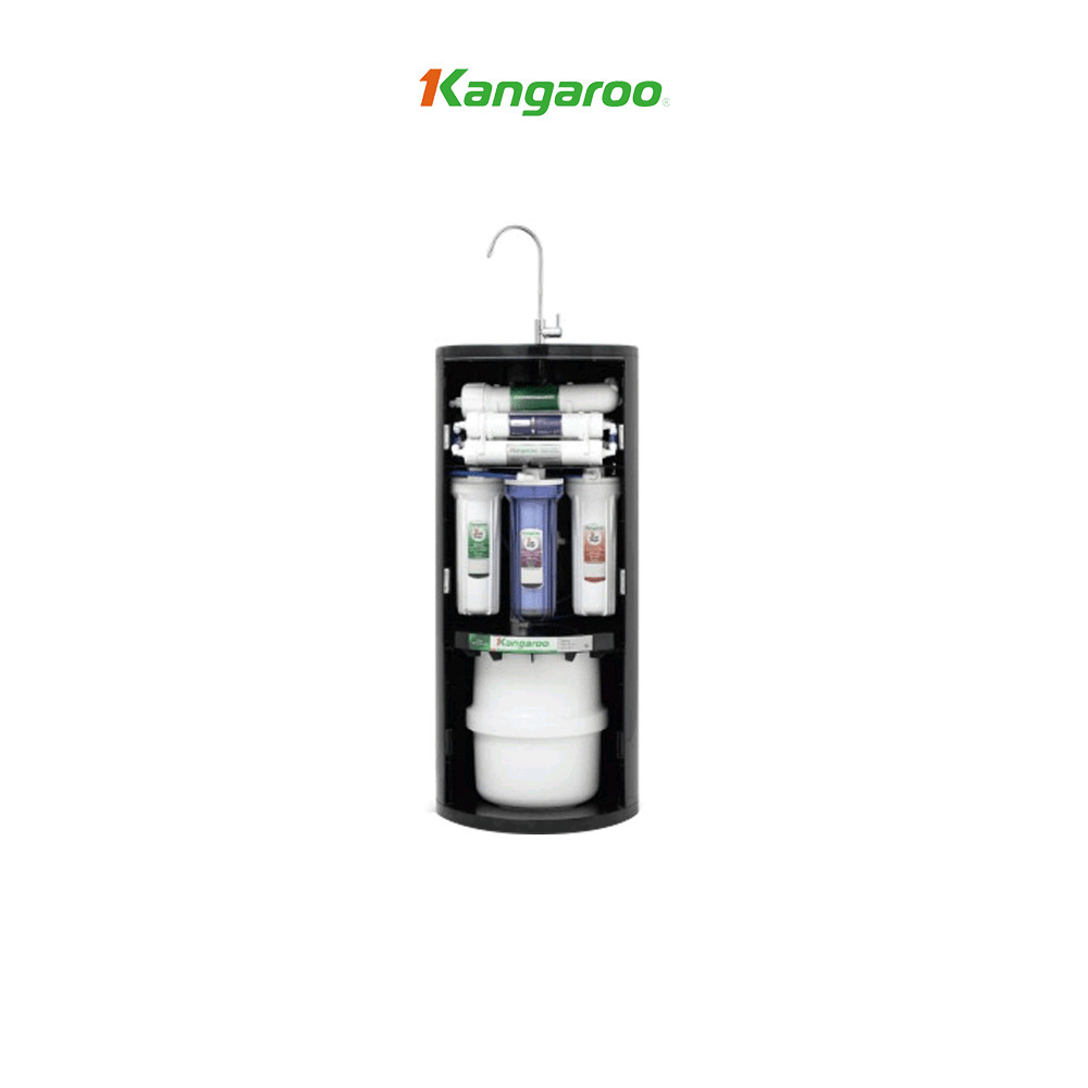 Máy lọc nước Hydrogen Kangaroo RO 10 lõi vỏ tủ VTU trụ tròn đen KG100HC - Hàng chính hãng