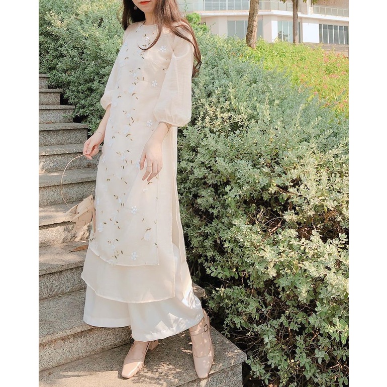 Áo Dài Cách Tân Nữ Dáng Suông Tay Bồng RC02B