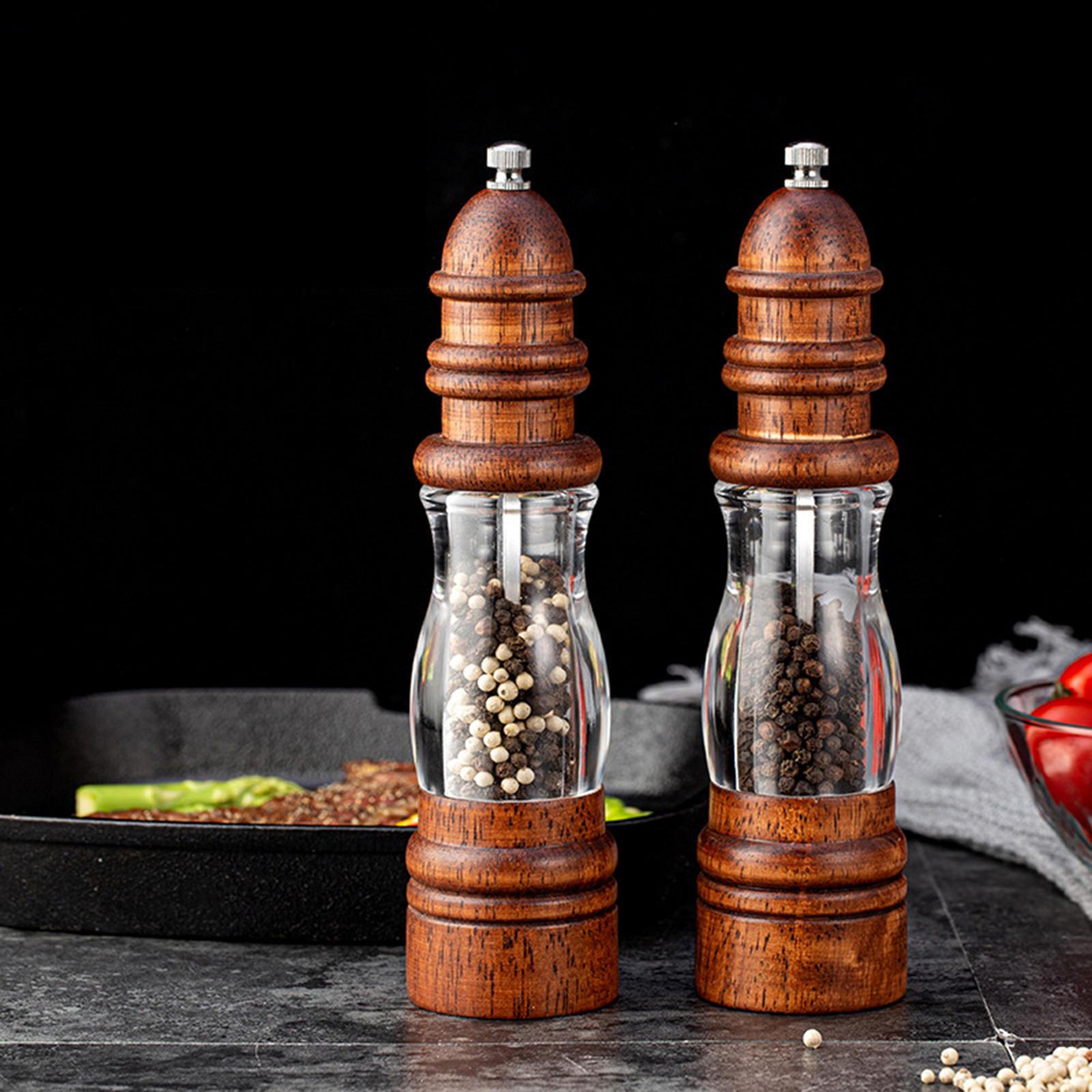 Salt and Pepper Grinder Set Refillable Salt and Pepper Shaker Mill Kit with Adjustable Coarseness Sesame Grinder Tableware Gifts 8.7 Inch Tall 2Pcs