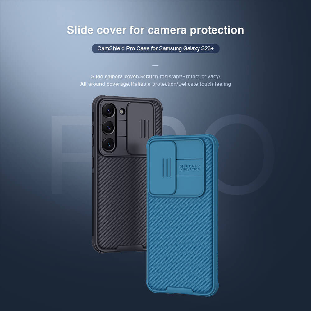 Ốp lưng chống sốc bảo vệ camera cho Samsung Galaxy S23 / S23 Plus hiệu Nillkin Camshield Pro chống sốc cực tốt, chất liệu cao cấp, có khung & nắp đậy bảo vệ Camera - hàng nhập khẩu