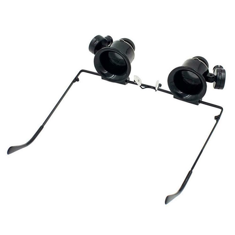 Kính lúp đeo mắt có đèn v1 phóng đại 20 lần  - Tặng kèm đèn pin bóp tay