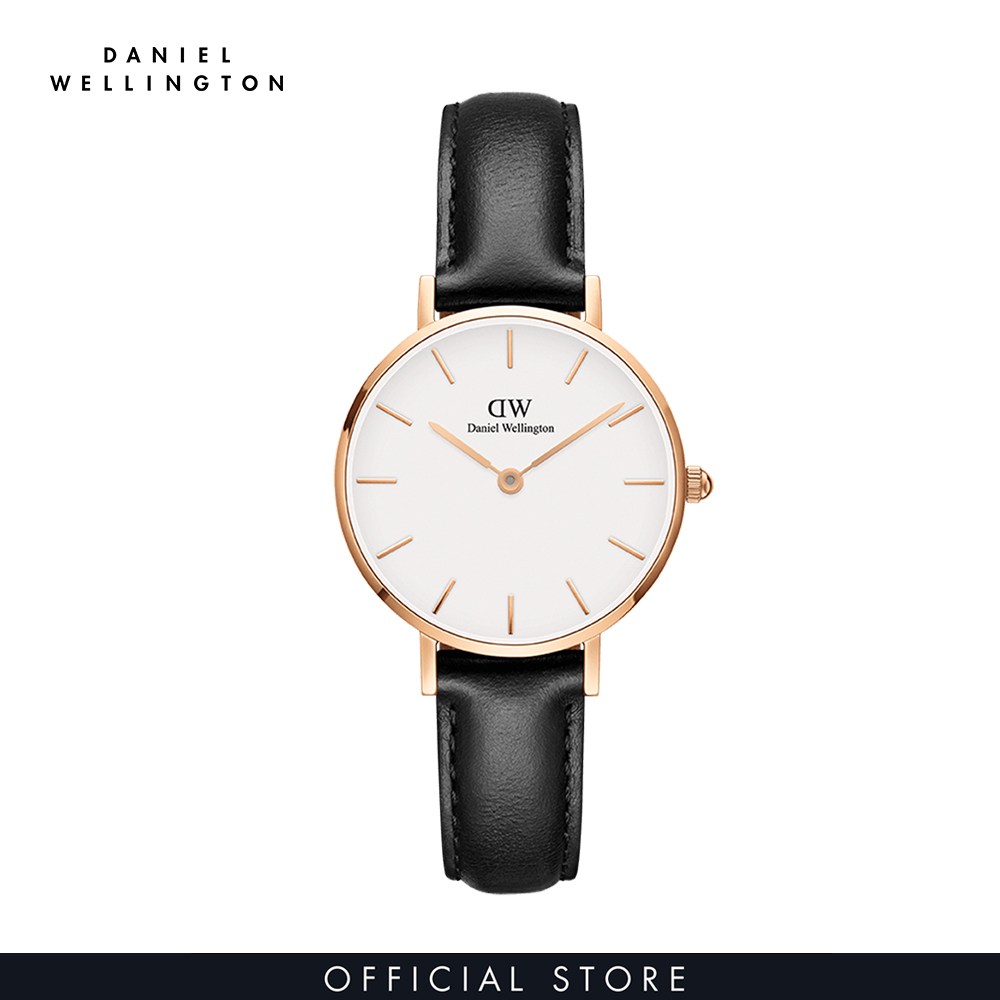 Đồng hồ Nữ Daniel Wellington dây da - Petite Sheffield mặt trắng - vỏ vàng hồng