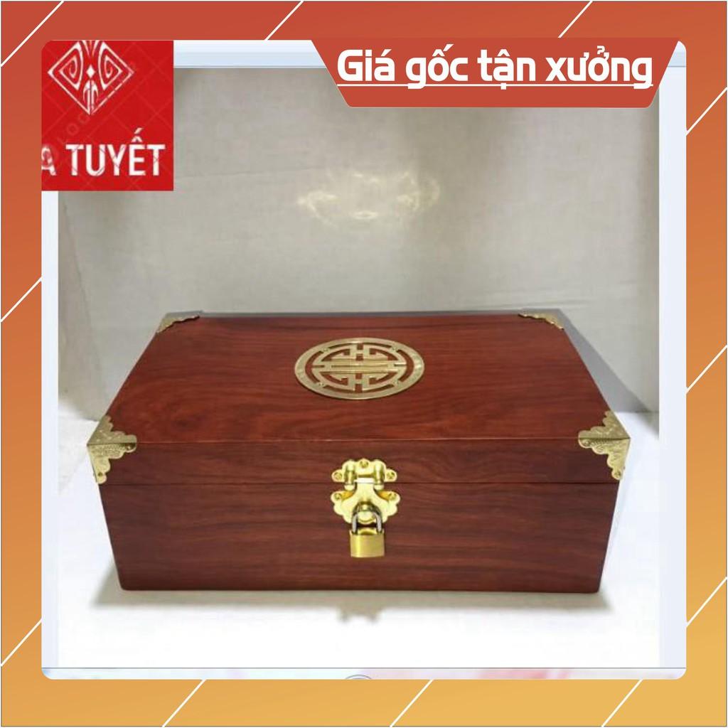 HỘP ĐỰNG CON DẤU, TRANG SỨC GỖ HƯƠNG CHỮ THỌ SIZE TO 26CM-KÈM KHÓA MINI