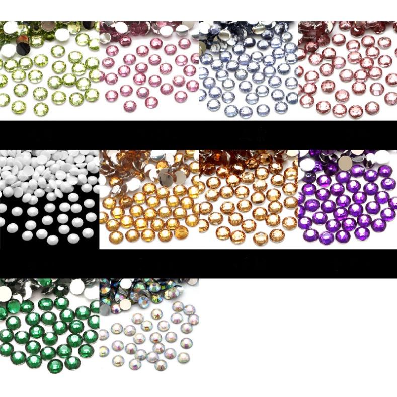 HN * Túi 200 charm hạt đá Diamond Rhinestone nhiều màu size 5mm trang trí đính nail, nạm móc khóa, DIY
