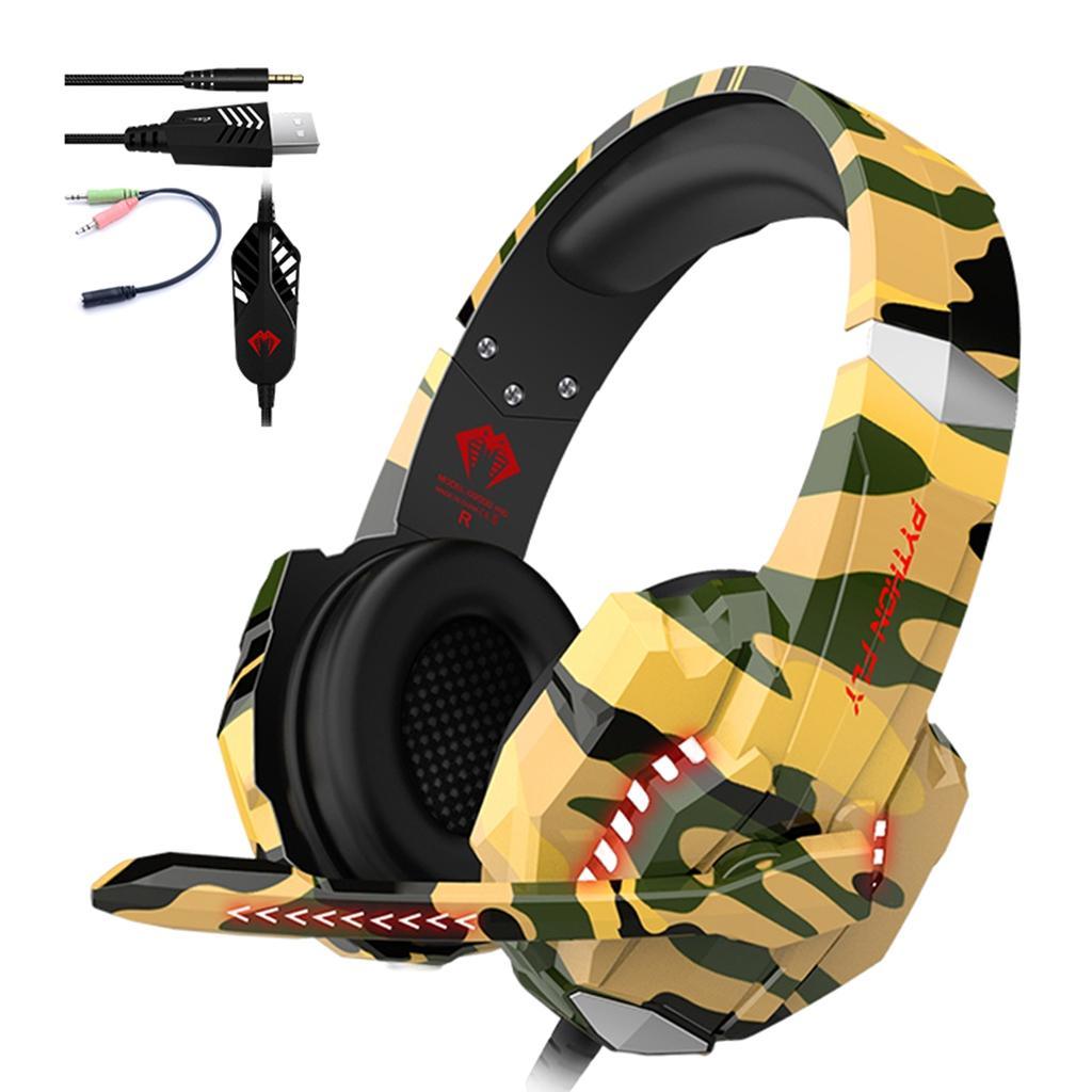 Gaming Headset with Mic for PC Games Laptop Yellow