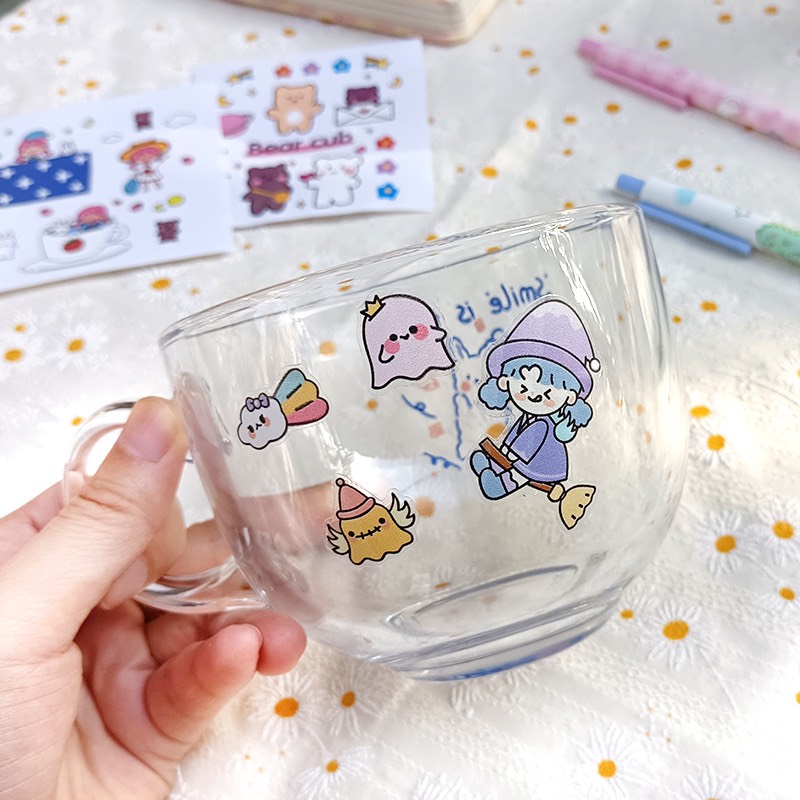 sticker 2D dán bình nước, điện thoại hình cô gái dễ thương chống nước